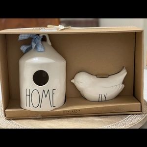 Rae Dunn ‘Home’ birdhouse and ‘Fly’ bird set
